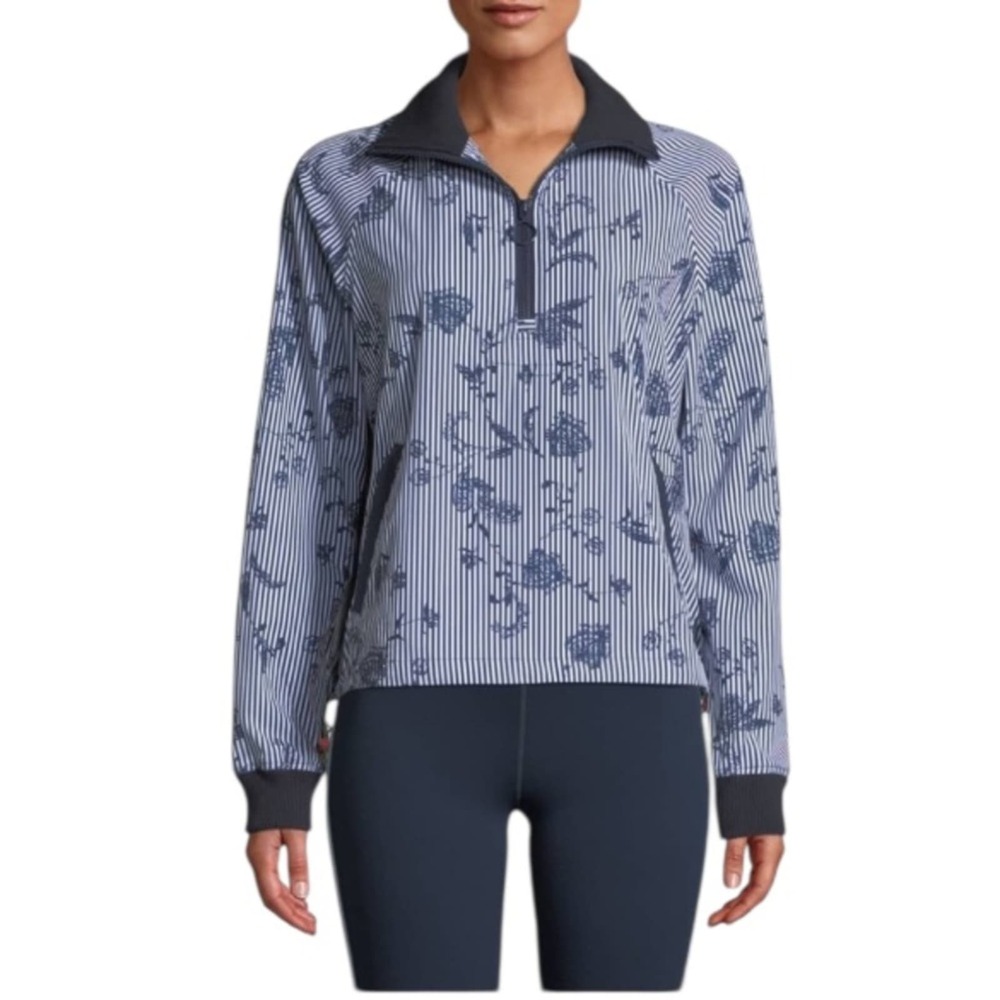 The Upside Florence Striped Floral 1/4 Zip Performance Pullover Jacket Size 6